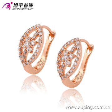 Fashion Fancy CZ Diamond Rose Gold Color Imitation Jewelry Earring Huggies -90750